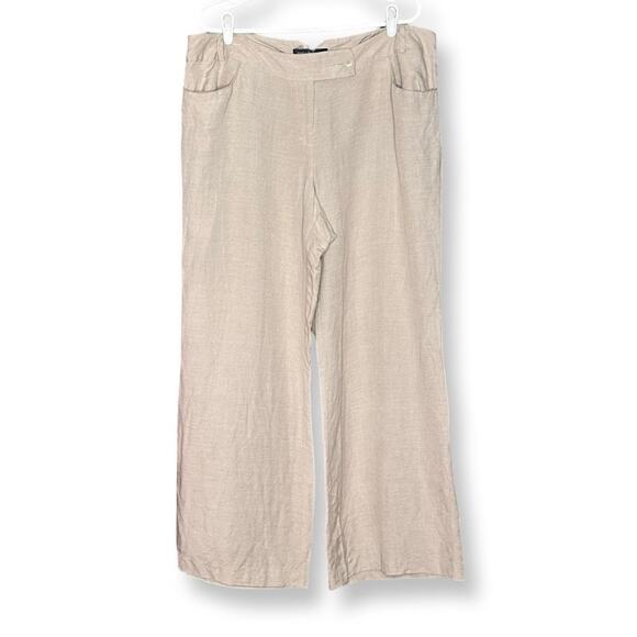 Lane Bryant Tan Linen Blend Wide Leg Pants - Picture 1 of 4